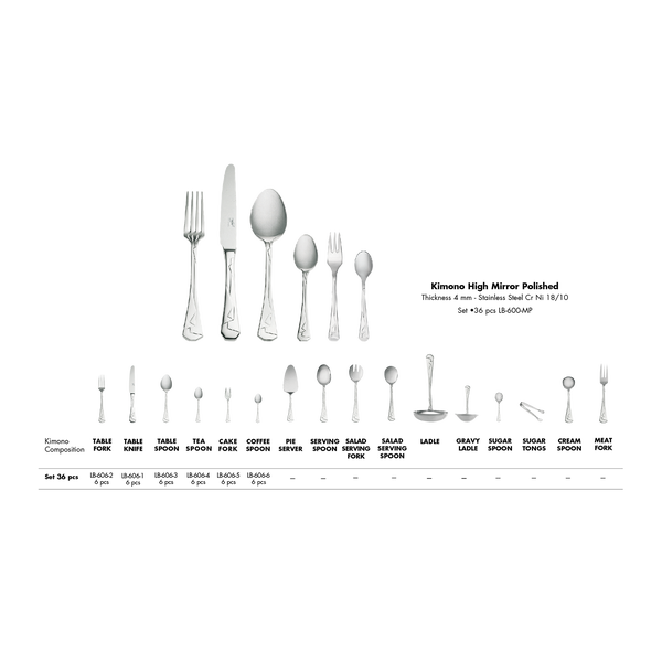 Cutlery Kimono Mirror Polished 36-piece LB-600-MP.